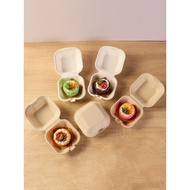 Internet Celebrity 4-Inch Lunch Box Packaging Takeaway Disposable Lunch Box Cake Box Pulp Hamburger 