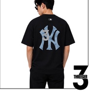 MLB NY Denimlike Monogram Lux Tee Black Original Authentic MLB T-Shirt/