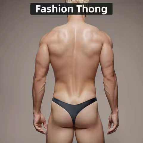 XClocKNYoung men thongs Low rise V-shaped larger thongs satin glossy bikini high split bottoming und