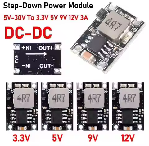 5/10pcs DC-DC Buck Converter Step Power Supply Module 5V-30V To 3.3V 5V 9V 12V 3A Voltage Regulator 