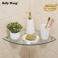 【樂淘】化妝室浴室衛浴20/24/30cm轉角扇形三角 8mm鋼化玻璃淋浴房置物架