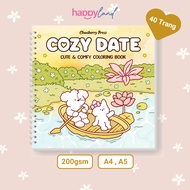 C0zy Date Coloring Set, Book of 40 200gsm Thick Paper Paintings, A4 A5 Size, Coloring Pages for Adul