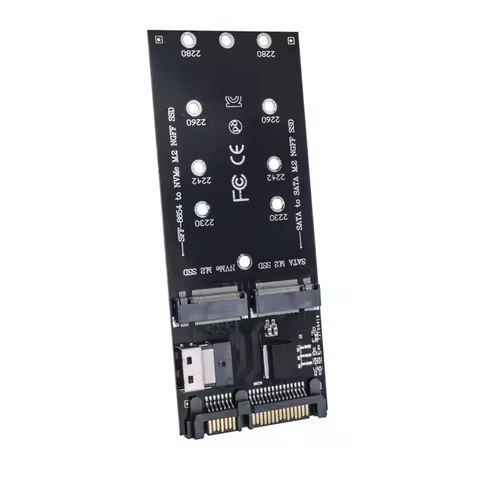 SuperDeals M2 SSD Adapter M.2 SATA Ngff SSD to SATA + M2 NVME SSD to SFF-8654 Converter SATA to M2 E