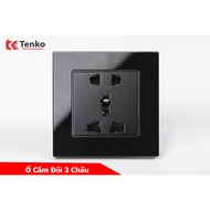 Square Wall Socket with Tempered Glass TK-F71D-18 Black