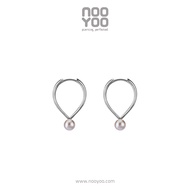 NooYoo ต่างหูสำหรับผิวแพ้ง่าย Juliet Pearl Hoops Surgical Steel