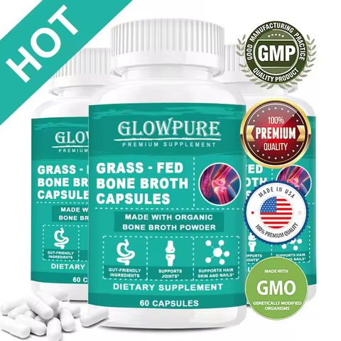 Bone Broth Collagen Protein Capsules - Grass-Fed Collagen Powder for Skin & Bones Joint Health and F