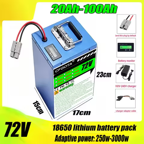 72V 100Ah Original Lithium Battery Pack for High-power Lithium Battery Waterproof Electric motorcycl