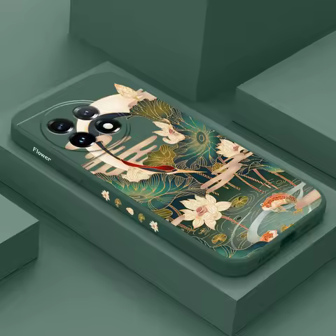 Golden Lotus Phone Case For Oneplus 13 13R 12 12R 11 11R 10 10R 10T 9R 9RT 9 8T 8 7 7T Pro 5G Liquid