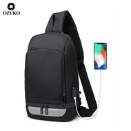 (USB - Black) Ozuko Premium USB Cross Backpack 9115 -