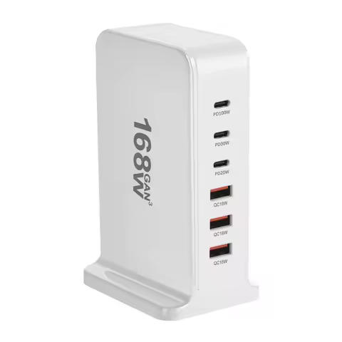 168W Desktop GaN Charger 6 Ports USB Type C PD Charger Quick Charge 3.0 USB Type C Quick Charger Mob