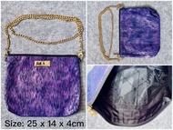 包郵 全新 BKK袋 購自泰國 拉鍊斜孭袋 側背 多用途 旅行小物包 化妝袋 紫色 閃閃令 金鍊 BKK Original Bag Crossbody Thailand