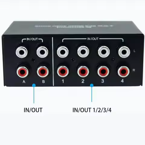 Bi-Directional No External Power No Noise 4 Way Audio Sound selector RCA Stereo 4 Channel Splitter s