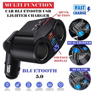 Car Charger Adapter USB Bluetooth Transmitter Receiver Lighter Socket Splitter Voltage Display Radio