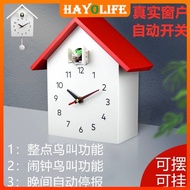 [HAYOLIFE]Cuckoo Clock Living Room Bedroom Alarm Clock Children Student Bird Hourly Chiming Desk Clock Clock Creative and Slightly Luxury Wall Clock
