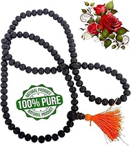Classic Original Karungali Malai Jaap Mala 108 1 Premium Ebony Wood Beads, 8MM, Natural Unpolished, 