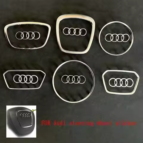 Audi Automobile Steering Wheel Logo Bright Frame Strip Electroplated Car Logo Emblem For A3 A4 B8 8P