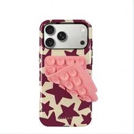 1 เคสโทรศัพท์ลายดาวสีเบอร์กันดีสำหรับ Phone 17 Pro Max, เหมาะสำหรับ Phone 16 Pro Max, 15 Pro Max, 14