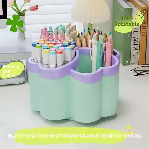360° Rotating 4-Tier Desktop Organizer - PP Plastic, Space-Saving with Lids - 3 Colors - for Office,