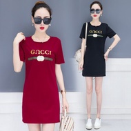 T-shirt Dress Loose Korean Ins Women Half Sleeve Plus Size Dress