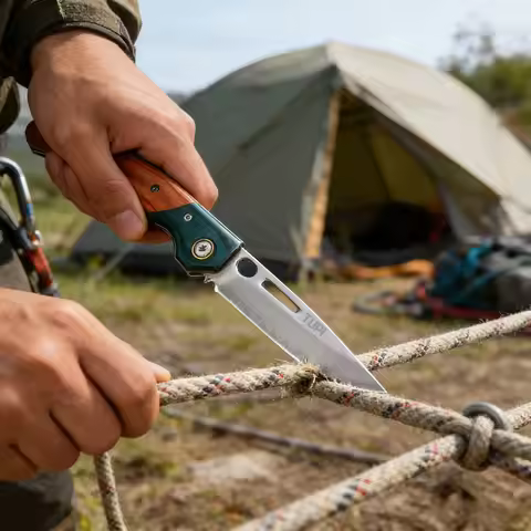 TUPI - 9Cr18Mov Stainless Steel Wood Handle Folding Pocket Knife Camping Hunting Outdoor EDC Surviva