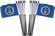 Pack of 12 US Air Force Stick Flag 4*6 Inch Military Service Miniature Desk & Table Small Mini Banne