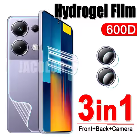 3IN1 Water Gel Film For Xiaomi Poco M6 Pro 5G M5 M5S M4 M3 Screen Protector+Back Hydrogel Film+Lens 