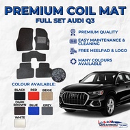 AUDI Q3 Premium Customized Single Color Coil Car Mats (3pcs) | Car Floor Mats / Carpet Carmat