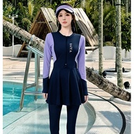 泳衣女 swimming suit Women's 2-Piece Modest Swimwear Set Anti UV Long Sleeve Skirted Swim Suit Baju Ren