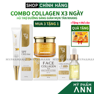 Combo Kem Face Collagen X3 TN + Serum Collagen X3 TN + Kem Chống Nắng X3 TN Mỹ Phẩm Đông Anh Chính H