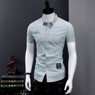 Lelaki lengan pendek baju musim panas pakaian nipis kurus tampan kasual inci baju muda Korea trend b