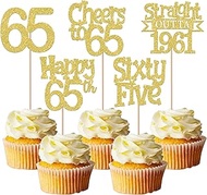 Pack of 30 65th Birthday Cupcake Toppers Glitter Straight Outta 1961 Cake Decoration Happy 65th Hell
