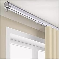 White Ceiling Curtain Track Set Heavy Duty Aluminum, Garage/Basement/Dorm Room Windproof Curtain Rod