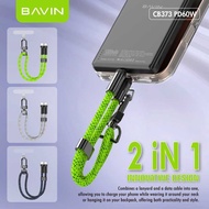 BAVIN CB373 2 in 1 PD Cable & Lanyard 30W 60W Fast Charging Type-C 0.3m Braided Wire for Smartphones