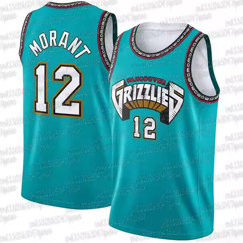 Men Ja Morant 12 Retro Basketball Jersey Turquoise Vintage Sleeveless Tank Top Classic Sports Fan Ba