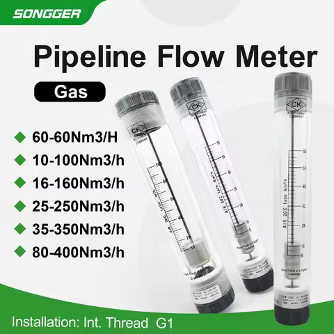 LZM-25G Gas Flow Meter 6-400Nm3/h 60°C Air Flow Meter Rotameter Variable Area Inline Pipeline Acryli