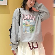 Ganni AW25 Patterned Logo Sweatshirt - Graphic Print Top