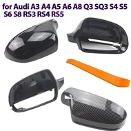 Carbon Fiber Style Black Rearview Side Mirror cover Caps for Audi A3 A4 A5 A6 A8 Q3 SQ3 S4 S5 S6 S8 