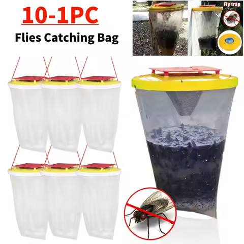 10-1PCS Fly Trap Hanging Fly Catcher Non-toxic Fly Lure Bag Pest Trap With Bait Insect Bug Killer Ga