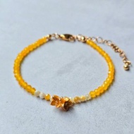 【日本製造】桂花造型編織手鍊 黃玉髓 綠榴石