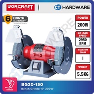 WORCRAFT BG20150 BENCH GRINDER 6" 200W 2950RPM ( 150 X 16 X 12.7MM ) [ BG-150 ]