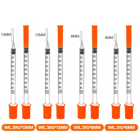0.3ml 0.5ml 1ml Manual Safety Sterile insulin Syringe With Multi-Spec Needle Orange Cap for Pet Farm