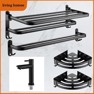 COD SUS304 Black Stainless Steel Bathroom Accessories Shelf Towel Rack Faucet