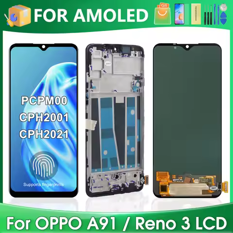 For OPPO A91 For AMOLED OPPO Reno3 4G CPH2043 PCPM00 CPH2001 CPH2021 LCD Display Touch Screen Digiti
