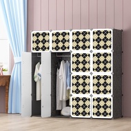 Checker 16 cube Black DIY Multipurpose Wardrobe Cabinet Clothes Storage Organizer Almari Rak Dropshi