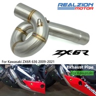REALZION ZX6R Motorcycle Exhaust Muffler Middle Link Pipe Slip-on Escape For Kawasaki ZX636 ZX 6R 63