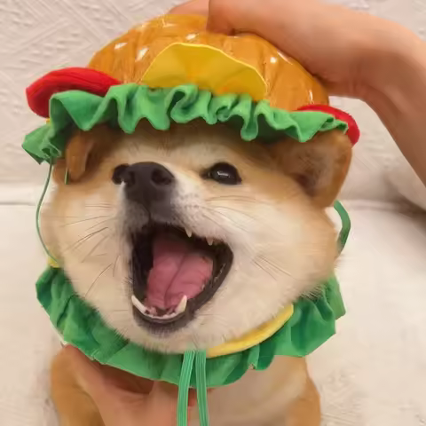 Halloween Pet Dog Burger Hood Collar Hat Cartoon Pet Fries Bib Messing with Weird Costumes Elisabeth