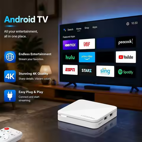 H96 MAX RK3518B Smart TV Box Android 14 4K UHD WiFi6 Bluetooth 5.4 Google Voice Remote Quad Core Med
