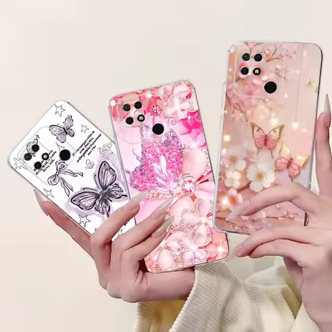 For Xiaomi Redmi 10C Case Fashion Butterfly Flower Soft Silicone Protective Cover For Redmi10C 10 C 