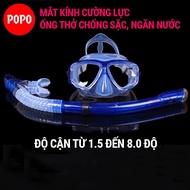 POPO Snorkel diving mask has myopia from 1.5 degrees to 8.0 degrees, TEMPERED GLASS eyes