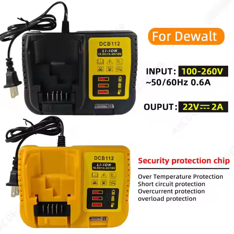 DCB112 Li-Ion Battery Charger For Dewalt 10.8V 12V 14.4V 18V 20V DCB125 DCB127 DCB182 DCB183 DCB184 